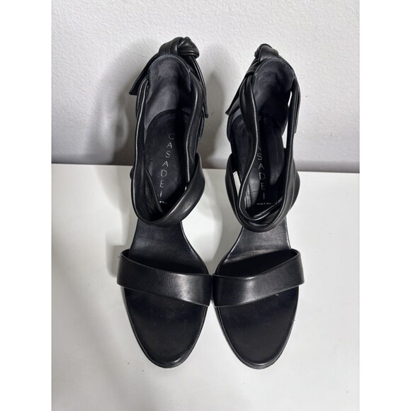 CASADEI Black Heels Pellame NAPPA NERO Hi Ankle Tie Leather Sandals Stiletto 6.5 - Picture 1 of 7